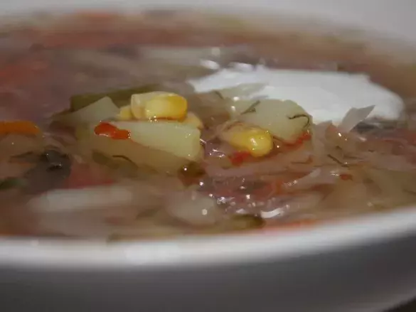 Суп с кукурузой и капустой
