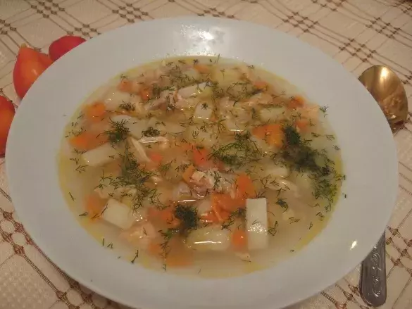 Густая уха с овощами