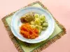 Вареная курица с цветным пюре