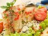 Белая рыба с овощами и рисом