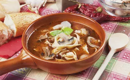 Постная грибная лапша