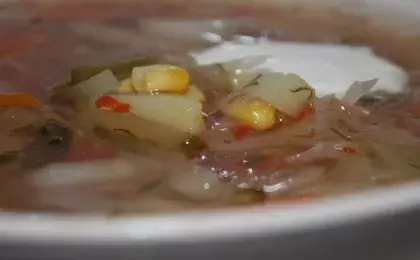 Суп с кукурузой и капустой