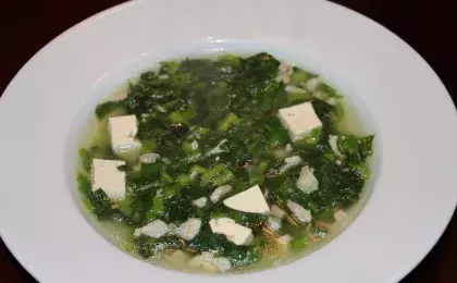 Суп из шпината с сыром тофу